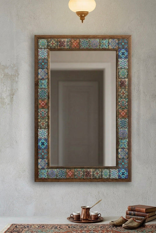 4x4 Tiles Stone Mosaic Wall Mirror | AYN-072
