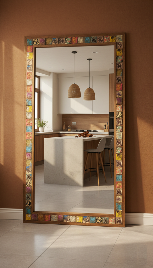 FRAMED MOROCCO DESIGN STONE MIRROR / AYN-014