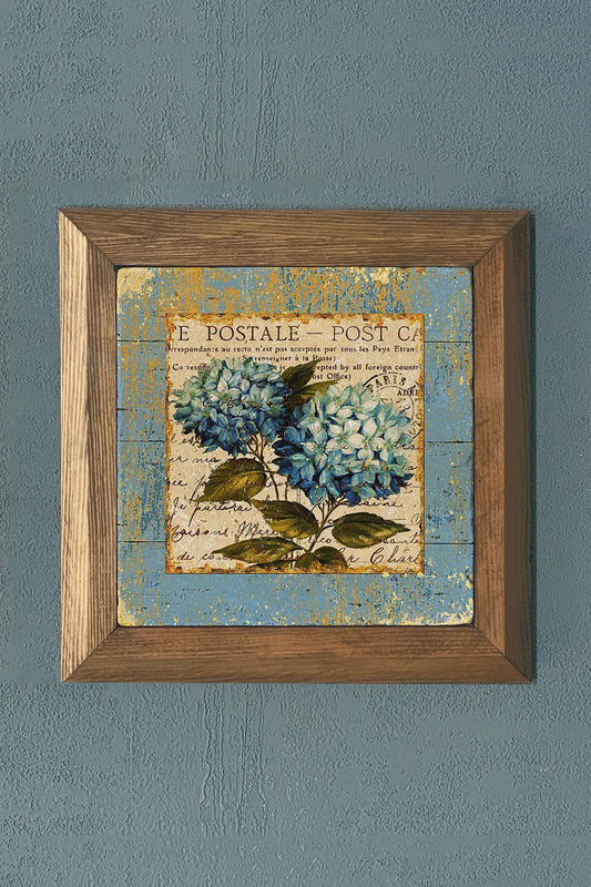 HYDRANE FLOWER TOLD-Solid Framed Stone Painting-Wall Decor- 11" x 11"