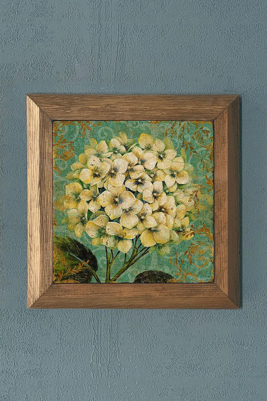 HYDRANE FLOWER-Solid Framed Stone Painting-Wall Decor- 11" x 11"