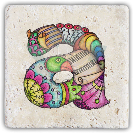 LETTER A SINGLE NATURAL STONE COASTER / BA-A5 (COASTER)