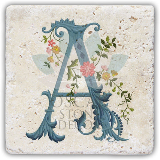 LETTER A SINGLE NATURAL STONE COASTER / BA-A4 (COASTER)