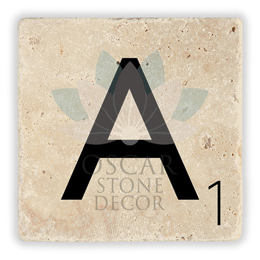 LETTER A SINGLE NATURAL STONE COASTER / BA-A2 (COASTER)