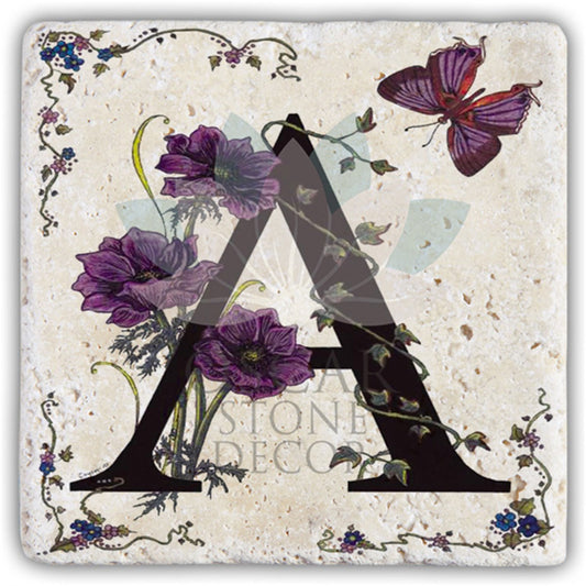 LETTER A SINGLE NATURAL STONE COASTER / BA-A3 (COASTER)