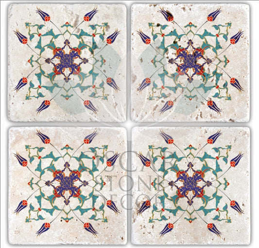 TULIP GARDEN 4-Piece NATURAL STONE COASTERS / BA173 (COASTER)