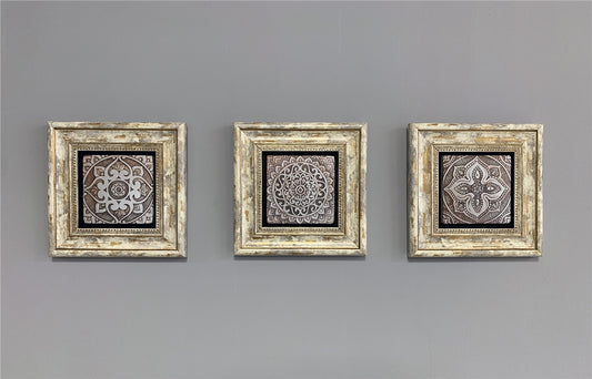 3-PIECE FRAME NATURAL STONE WALL DECOR / 3CDD-40-338 (WALL DECOR)