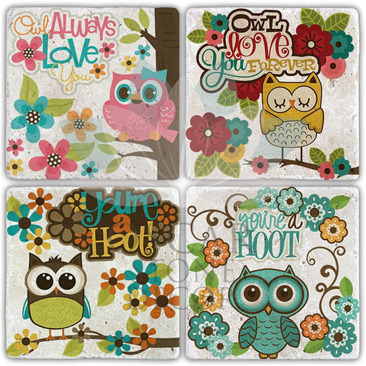 ALWAYS LOVE YOU 4-Piece NATURAL STONE COASTERS / BA362 (COASTER)