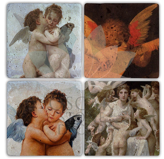 ANGELS 4-Piece NATURAL STONE COASTERS / BA133 (COASTER)