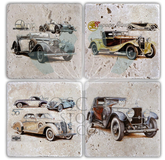 ANTİCAR 4-Piece NATURAL STONE COASTERS / BA080 (COASTER)