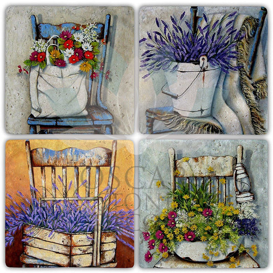 ANTIQUE CHAIR, 4-Piece NATURAL STONE COASTERS / BA416 (COASTER)