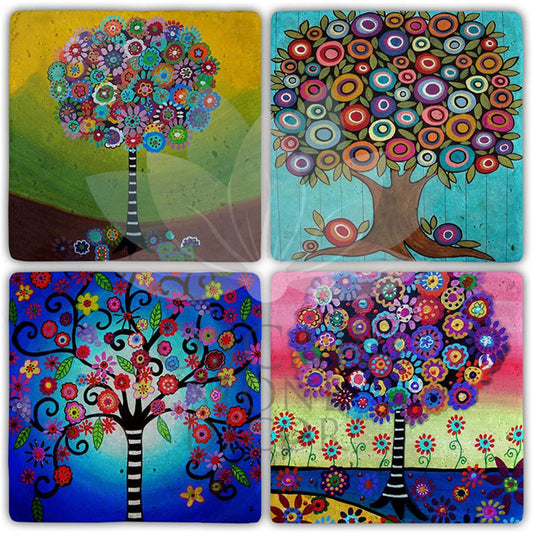 ARBRE COULEURS 4-Piece NATURAL STONE COASTERS / BA500 (COASTER)