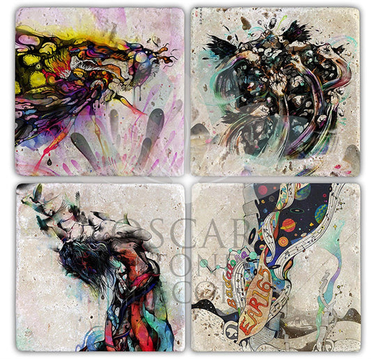 BADALONA 4-Piece NATURAL STONE COASTERS / BA128 (COASTER)
