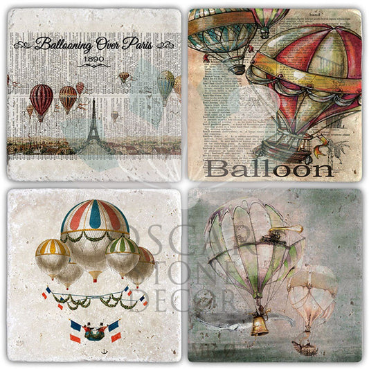 BALOONS SET OF 4 NATURAL STONE COASTERS / BA520 (COASTER)