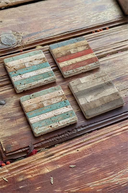 Printed Natural Stone Coasters Set of 4 Pattern Tile