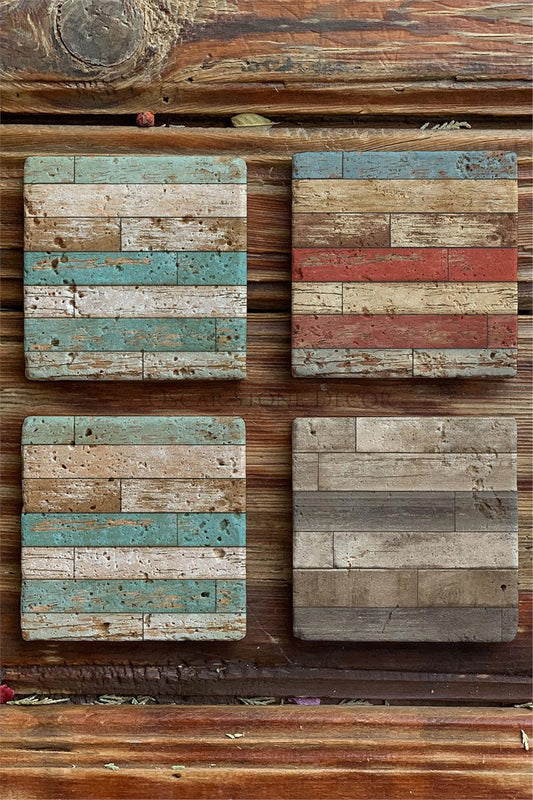 Printed Natural Stone Coasters Set of 4 Pattern Tile