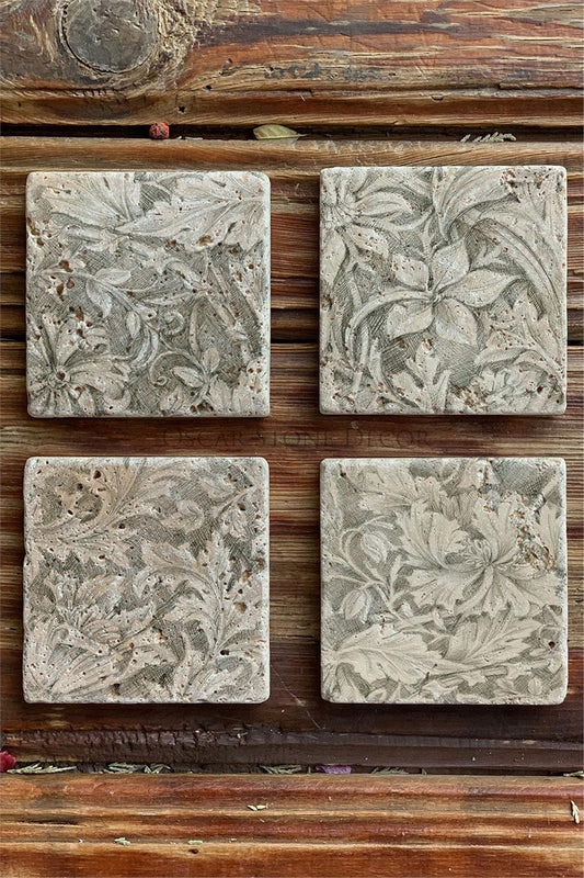 Printed Natural Stone Coasters Set of 4 Pattern Tile