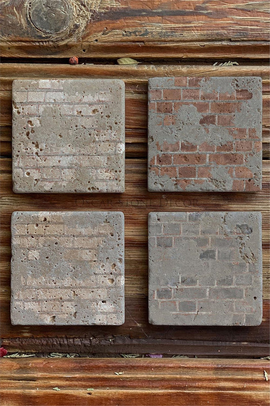 Printed Natural Stone Coasters Set of 4 Pattern Tile