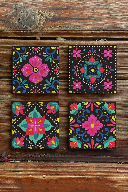 Printed Natural Stone Coasters Set of 4 Pattern Tile