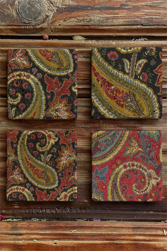 Printed Natural Stone Coasters Set of 4 Pattern Tile