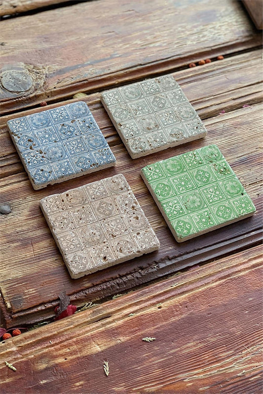 Printed Natural Stone Coasters Set of 4 Pattern Tile