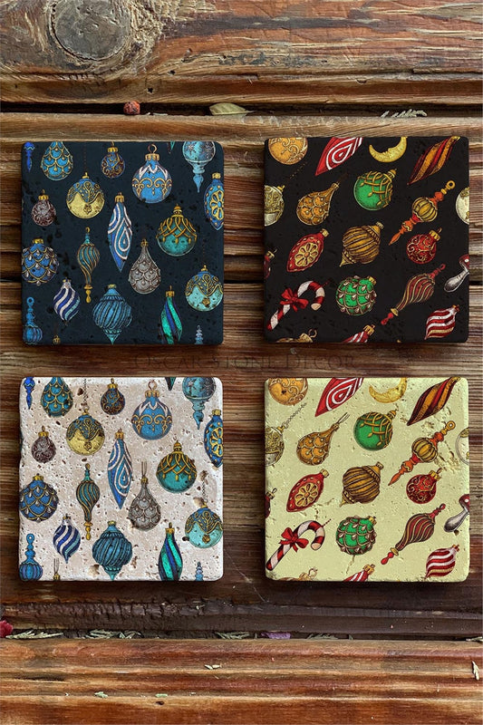 Printed Natural Stone Coasters Set of 4 Pattern Tile