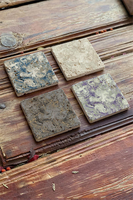 Printed Natural Stone Coasters Set of 4 Pattern Tile