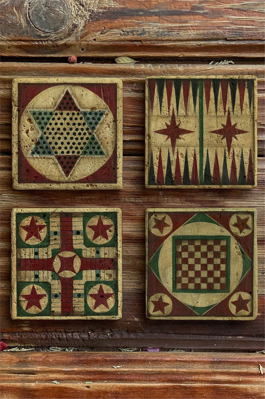 Printed Natural Stone Coasters Set of 4 Pattern Tile