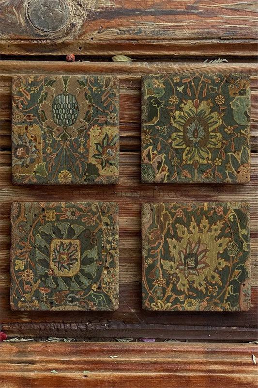 Printed Natural Stone Coasters Set of 4 Pattern Tile