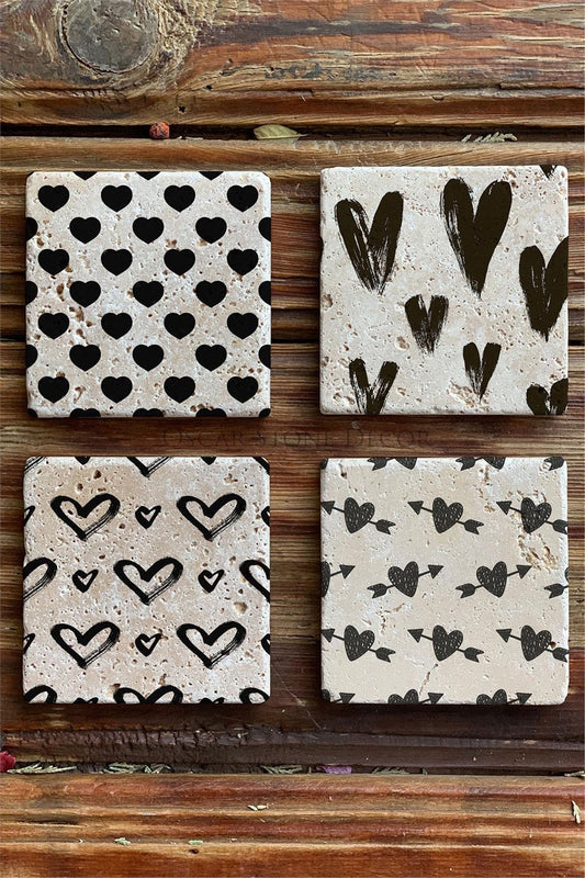 Printed Natural Stone Coasters Set of 4 Pattern Tile