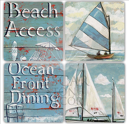 BEACH ACCESS 4-Piece NATURAL STONE COASTERS / BA193 (COASTER)