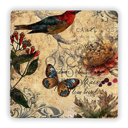 BIRD CARTE POST NATURAL STONE WALL DECOR / DD269 (WALL DECOR)