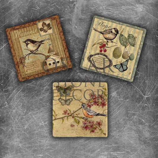 BIRD NATURAL STONE MAGNET SET / MG-049
