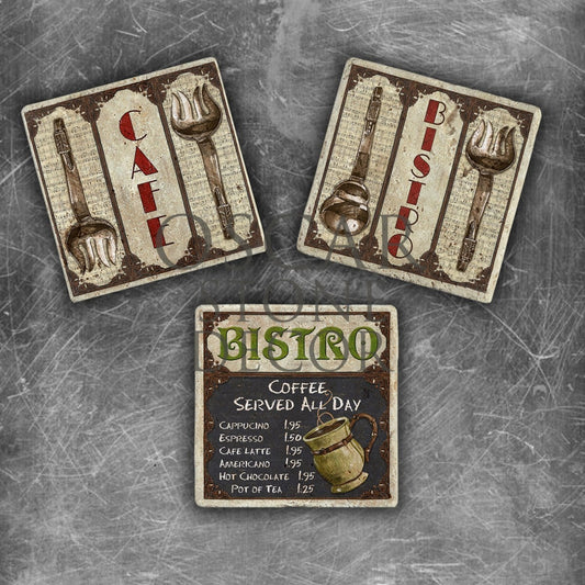 CAFE BISTRO NATURAL STONE MAGNET SET / MG-084