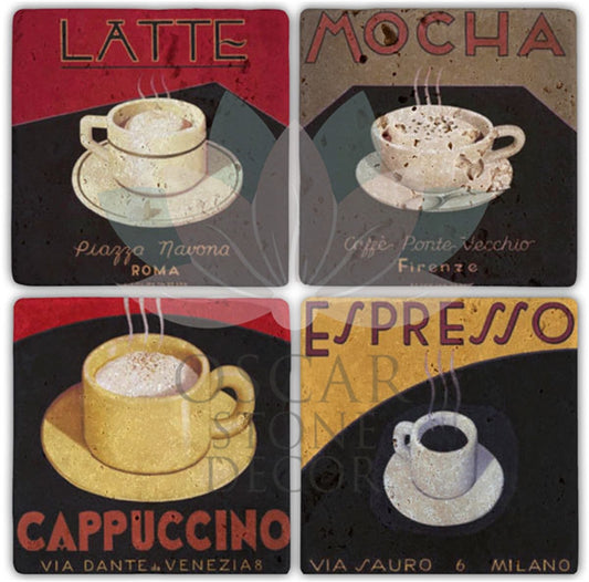 CAFEE CUP 4-Piece NATURAL STONE COASTERS / BA048 (COASTER)