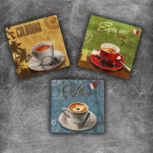 CAFFEE CUPS WORLDS NATURAL STONE MAGNET SET / MG-144