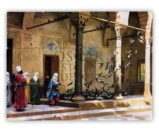PIGEONS IN THE MOSQUE NATURAL STONE TABLE / TT064 (STONE TABLE)