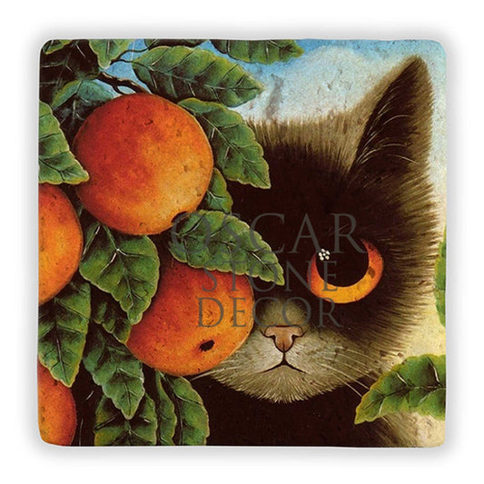 CAT IN GARDEN NATURAL STONE WALL DECOR / DD306 (WALL DECOR)