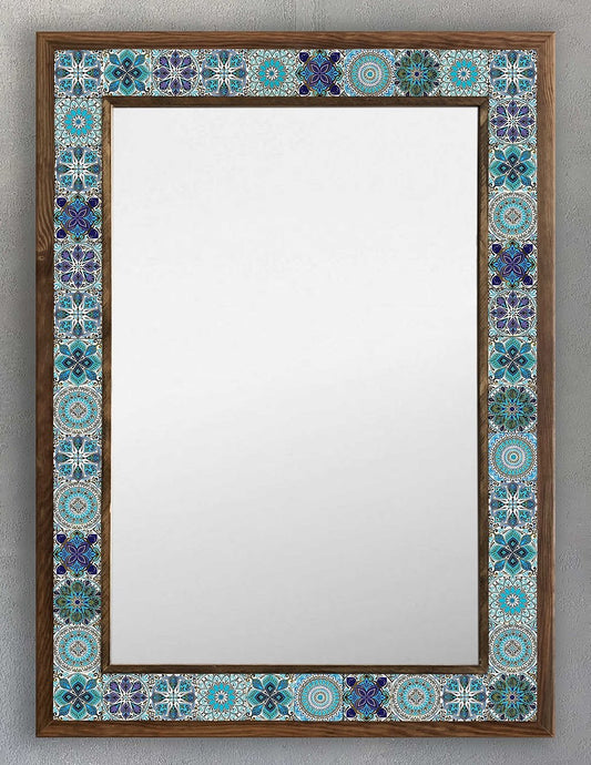 FRAMED PATTERN MOSAIC NATURAL KITCHEN MIRROR / AYN-095