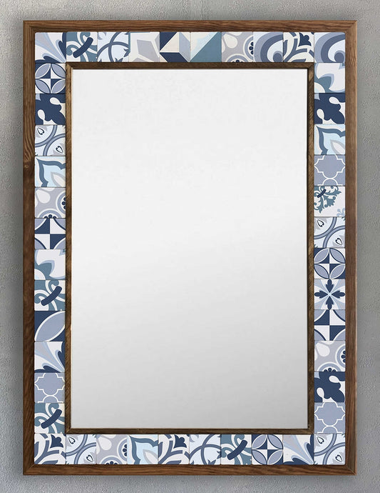 FRAMED MOSAIC NATURAL STONE MIRROR / AYN-096