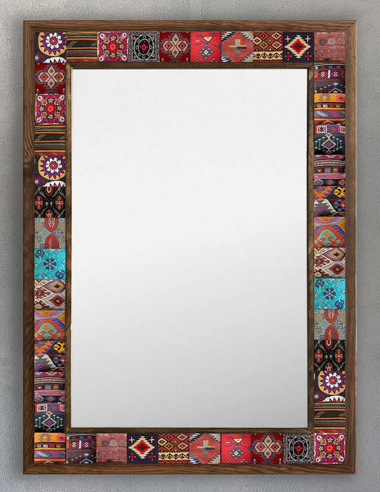 FRAMED CARPETS PATTERN STONE MIRROR / AYN-022