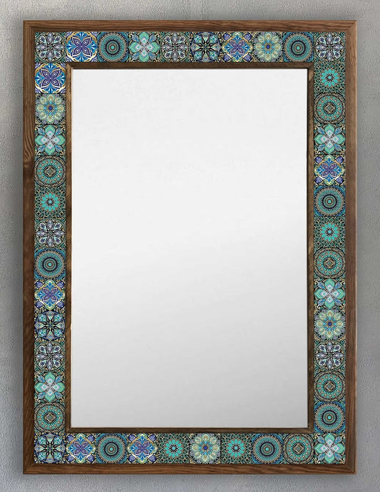 FRAMED MOSAIC NATURAL STONE MIRROR / AYN-097
