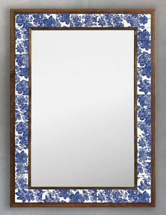 WOOD FRAMED BLUMINT STYLE NATURAL STONE MIRROR / AYN-100