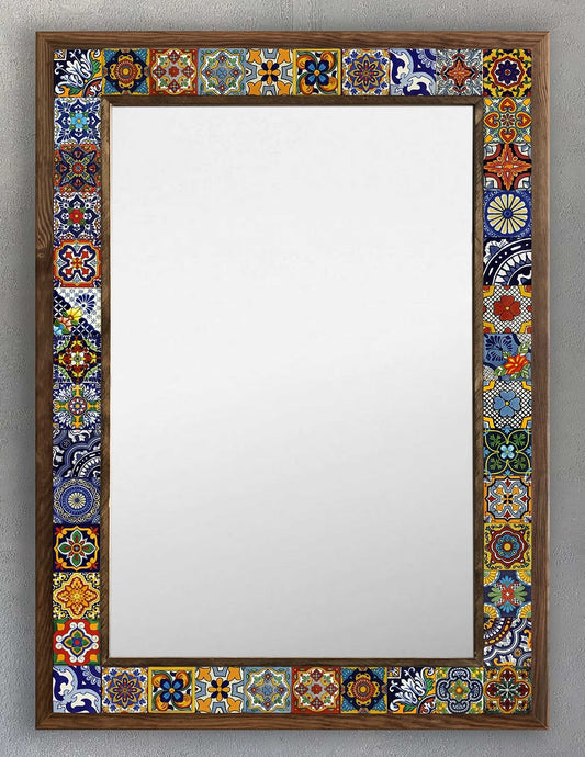 FRAMED MOSAIC TALEVRA TILE NATURAL STONE MIRROR / AYN-112