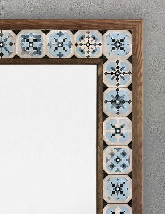 FRAMED MOSAIC NATURAL STONE MIRROR / AYN-099