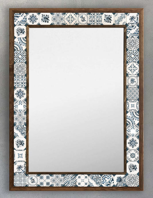 FRAMED MOSAIC NATURAL STONE MIRROR / AYN-098