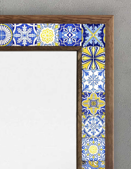FRAMED MOSAIC PORTUGAL TILES STONE MIRROR / AYN-092