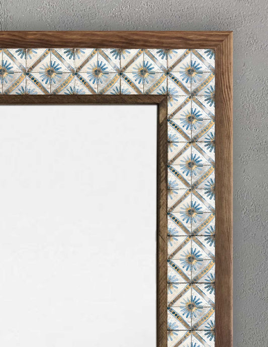 WOOD FRAMED MISTIC  NATURAL STONE MIRROR / AYN-101