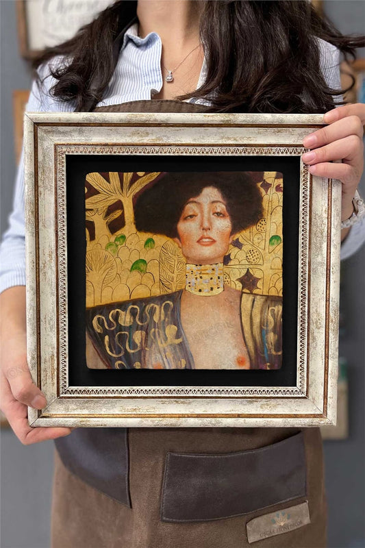 Framed Painting Stone Wall Decor 12" x 12" Gustav Klimt Painting