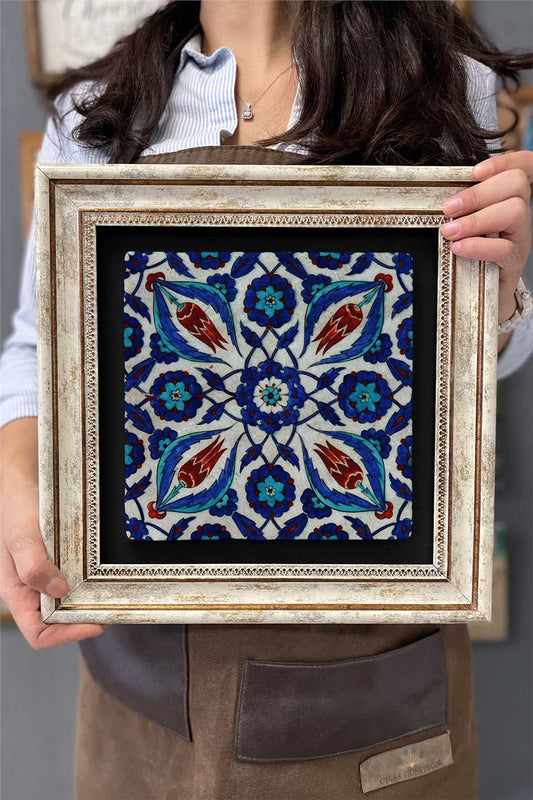 Framed Painting Stone Wall Decor 12" x 12" Ceramic Tile Designed Porcelain Pattern