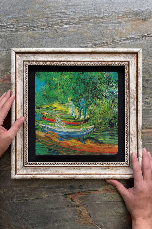 Framed Painting Stone Wall Decor 12" x 12" Van Gogh Painting